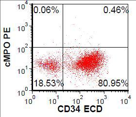 Flow cytometry cytoplasmic MPO vs CD34